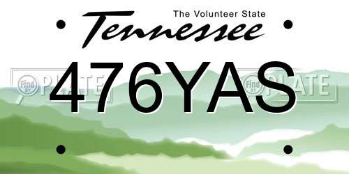 476YAS Tennessee License Plate