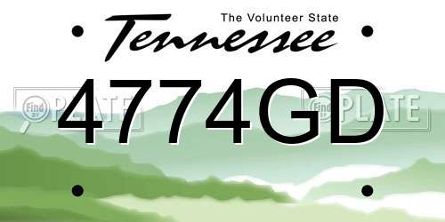 4774GD Tennessee License Plate