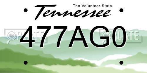 477AG0 Tennessee License Plate