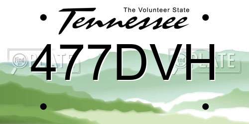477DVH Tennessee License Plate
