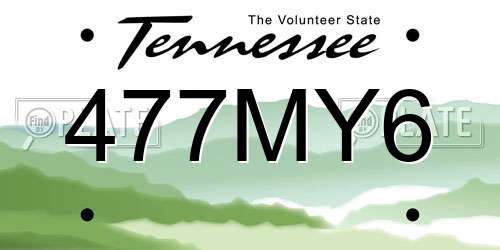 477MY6 Tennessee License Plate