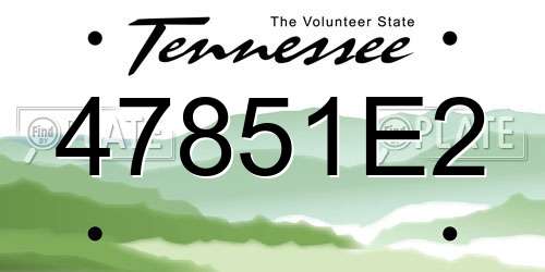 47851E2 Tennessee License Plate