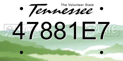 47881E7 Tennessee License Plate
