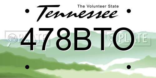 478BTO Tennessee License Plate