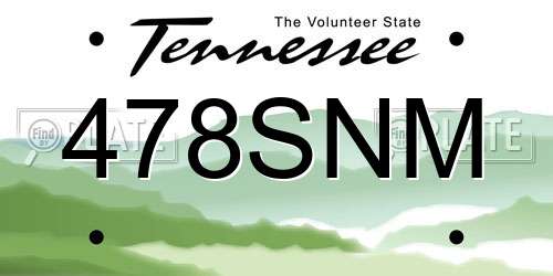 478SNM Tennessee License Plate