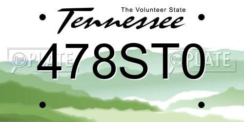 478ST0 Tennessee License Plate