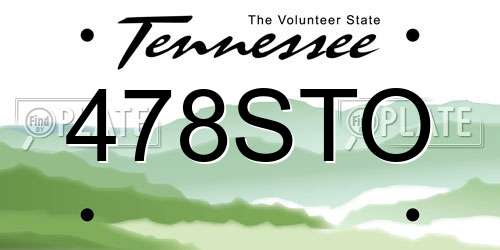 478STO Tennessee License Plate