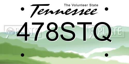 478STQ Tennessee License Plate