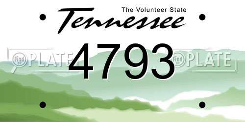 4793 Tennessee License Plate
