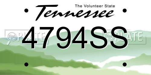 4794SS Tennessee License Plate