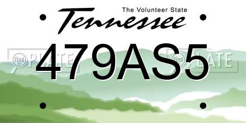 479AS5 Tennessee License Plate