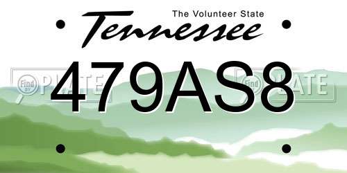 479AS8 Tennessee License Plate