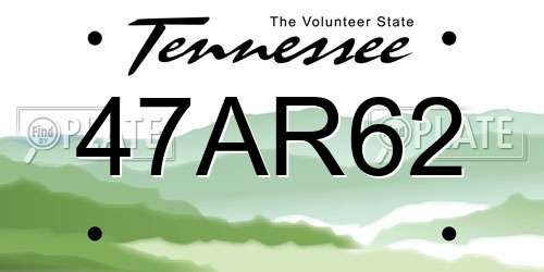 47AR62 Tennessee License Plate