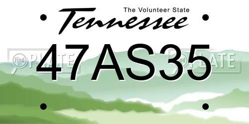 47AS35 Tennessee License Plate