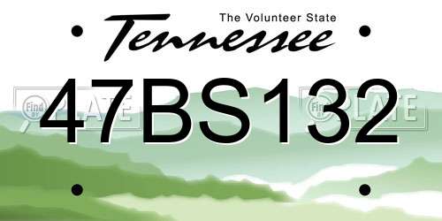 47BS132 Tennessee License Plate