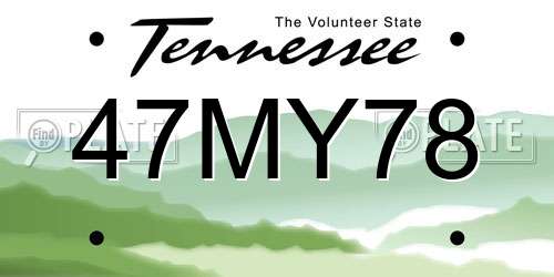 47MY78 Tennessee License Plate