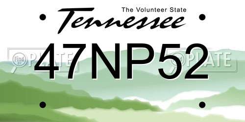 47NP52 Tennessee License Plate