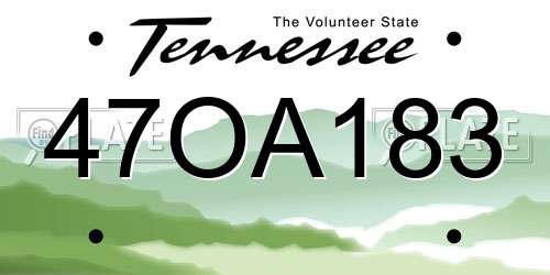 47OA183 Tennessee License Plate