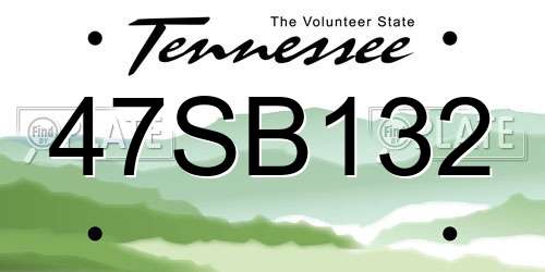 47SB132 Tennessee License Plate