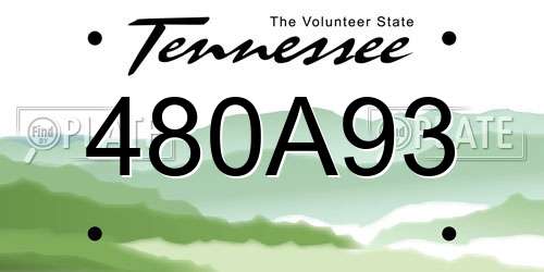 480A93 Tennessee License Plate