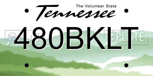 480BKLT Tennessee License Plate
