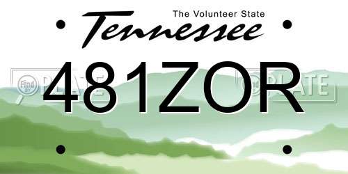 481ZOR Tennessee License Plate