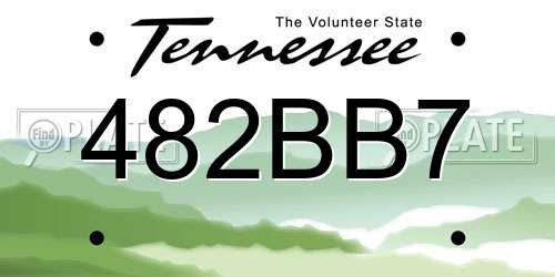 482BB7 Tennessee License Plate