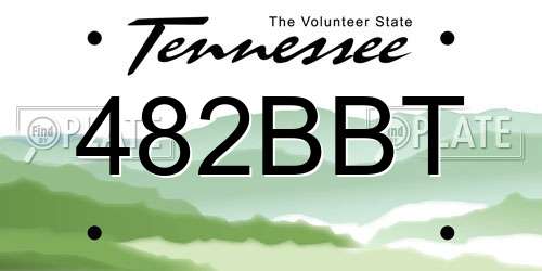 482BBT Tennessee License Plate