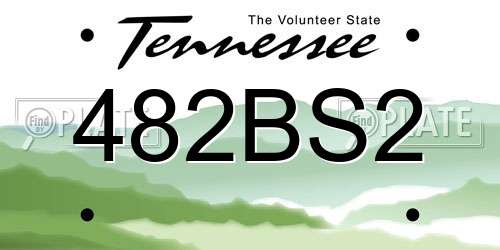 482BS2 Tennessee License Plate