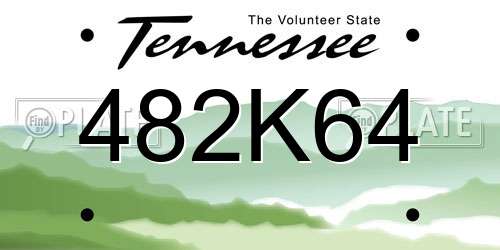 482K64 Tennessee License Plate