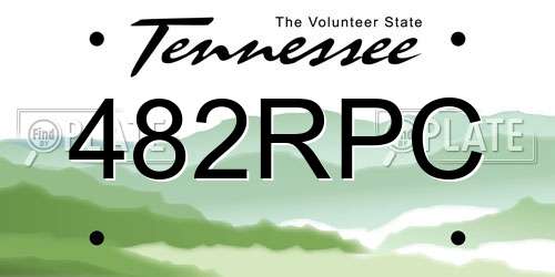 482RPC Tennessee License Plate