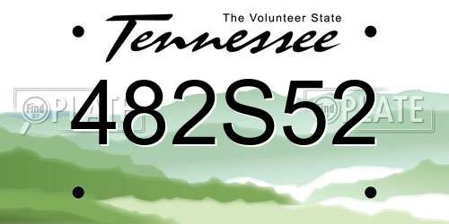 482S52 Tennessee License Plate