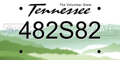 482S82 Tennessee License Plate