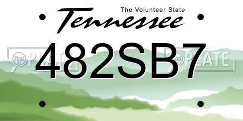 482SB7 Tennessee License Plate