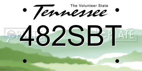 482SBT Tennessee License Plate