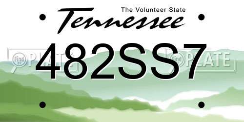 482SS7 Tennessee License Plate