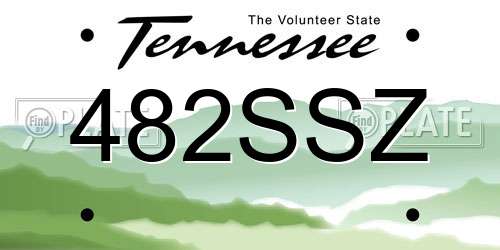 482SSZ Tennessee License Plate