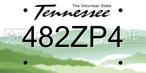 482ZP4 Tennessee License Plate