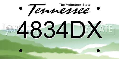 4834DX Tennessee License Plate