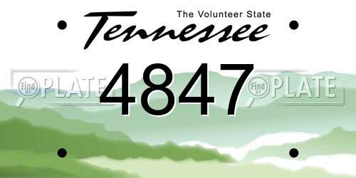 4847 Tennessee License Plate
