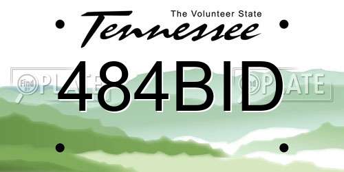 484BID Tennessee License Plate