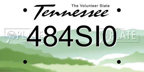 484SI0 Tennessee License Plate