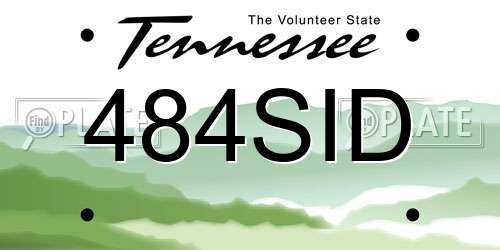484SID Tennessee License Plate