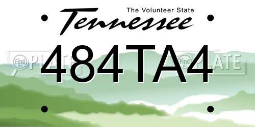 484TA4 Tennessee License Plate
