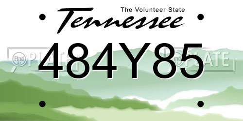 484Y85 Tennessee License Plate