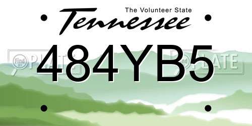 484YB5 Tennessee License Plate