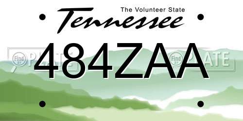 484ZAA Tennessee License Plate