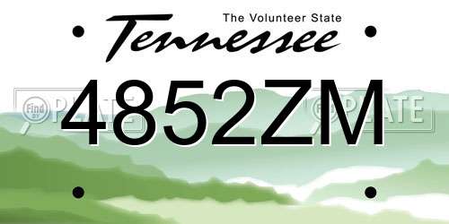 4852ZM Tennessee License Plate