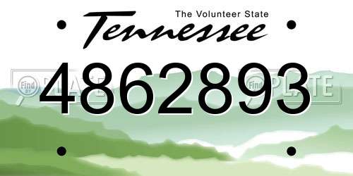 4862893 Tennessee License Plate