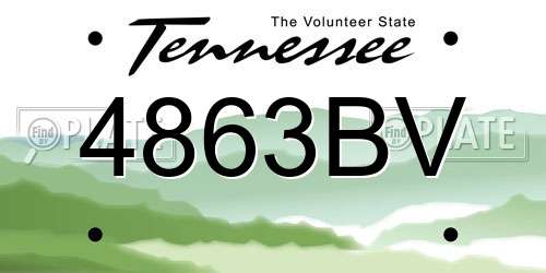 4863BV Tennessee License Plate